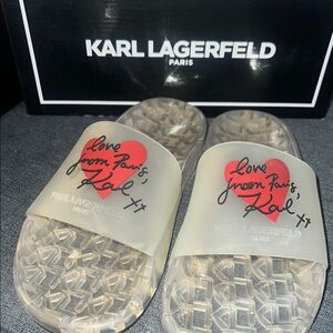 Karl Lagerfeld Clear Sandals with Red Heart